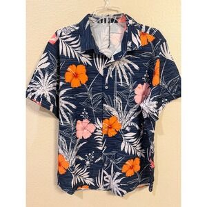 SheLucki Men's Hawaiian Floral Shirt Short Sleeve Button Up
